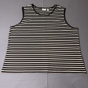 Covington Women's Brown White Striped Knit Sleeveless Pullover Tank Top 24-26W